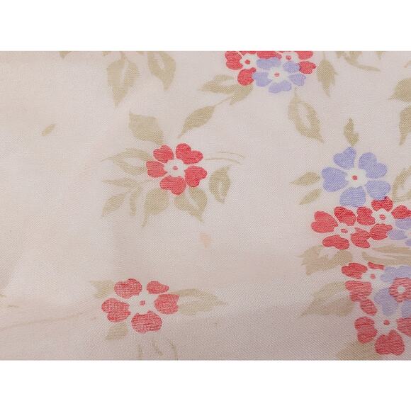 Vintage 70s Scarf Coral Pink Lavender Floral Stripe Floral Print Square - Picture 8 of 10